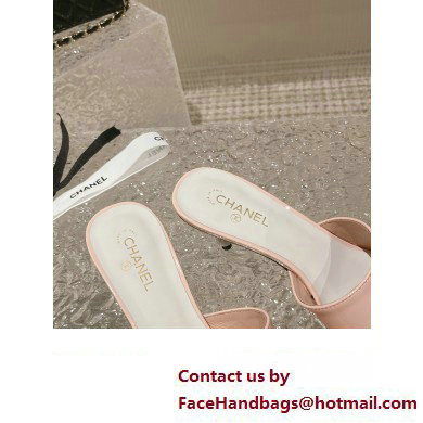 Chanel Heel 5.5cm Patent Lambskin  &  Imitation Pearls Mules G40057 Pink 2023